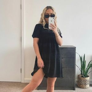 boohoo Shirred Puff Sleeve Smock Dress